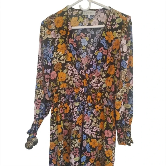 ANTHROPOLOGIE WAYF LONG SLEEVE FLORAL DRESS, SIZE LARGE - Picture 2 of 5